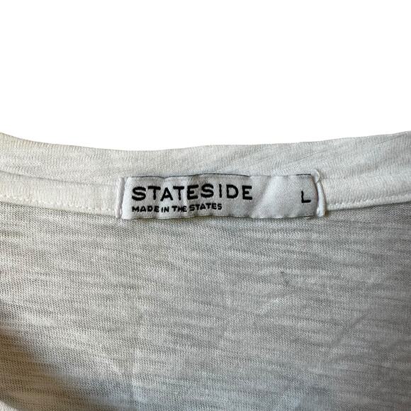 Stateside New Women's Pima Cotton Long Sleeve Side Twist T Shirt White Large USA - Picture 5 of 6